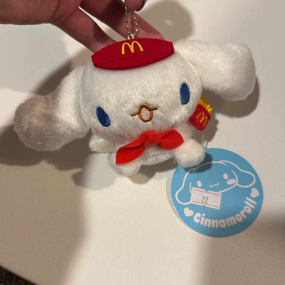 NWT Cinnamoroll baby plushy keychain or bag charm. Sanrio original